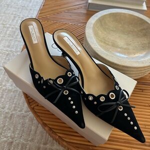 Tony Bianco Black Heels with Bow and Eyelet Design